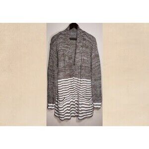 Open Cardigan Sweater Womens 2X Jason Maxwell Cream Brown Soft Knit Acrylic EUC